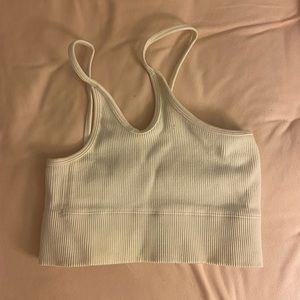 one shoulder white cropped tank